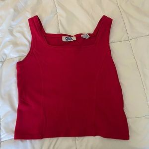 Q&A Red Crop Top Sleeveless Blouse